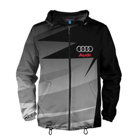 Мужская ветровка 3D с принтом AUDI SPORT в городе Новоалтайск, 100% полиэстер | подол и капюшон оформлены резинкой с фиксаторами, два кармана без застежек по бокам, один потайной карман на груди | audi | ауди | марка | машины