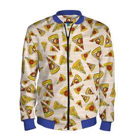 Мужской бомбер 3D с принтом Pizza love в городе Новоалтайск, 100% полиэстер | застегивается на молнию, по бокам два кармана без застежек, по низу бомбера и на воротнике - эластичная резинка | 14 февраля | love | pizza | valentine | любовь