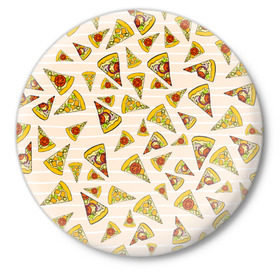 Значок с принтом Pizza love в городе Новоалтайск,  металл | круглая форма, металлическая застежка в виде булавки | 14 февраля | love | pizza | valentine | любовь