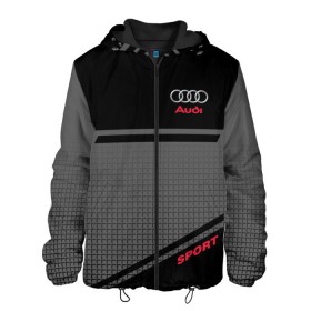 Мужская куртка 3D с принтом AUDI SPORT в городе Новоалтайск, ткань верха — 100% полиэстер, подклад — флис | прямой крой, подол и капюшон оформлены резинкой с фиксаторами, два кармана без застежек по бокам, один большой потайной карман на груди. Карман на груди застегивается на липучку | audi | автомобиль | автомобильные | ауди | машины