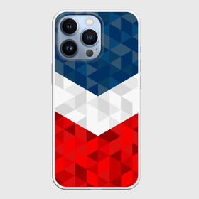 Чехол для iPhone 13 Pro с принтом Форма России в городе Новоалтайск,  |  | Тематика изображения на принте: russia | геометрия | полигоны | россия | спорт | спортивная форма | треугольники | триколор | углы