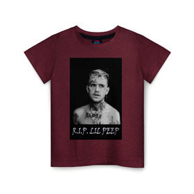 Детская футболка хлопок с принтом Lil Peep - 109 в городе Новоалтайск, 100% хлопок | круглый вырез горловины, полуприлегающий силуэт, длина до линии бедер | lil peep | лил пип | маленький пип