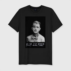Мужская футболка премиум с принтом Lil Peep - 109 в городе Новоалтайск, 92% хлопок, 8% лайкра | приталенный силуэт, круглый вырез ворота, длина до линии бедра, короткий рукав | Тематика изображения на принте: lil peep | лил пип | маленький пип