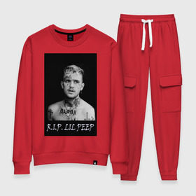 Женский костюм хлопок с принтом Lil Peep - 109 в городе Новоалтайск, 100% хлопок | на свитшоте круглая горловина, мягкая резинка по низу. Брюки заужены к низу, на них два вида карманов: два 
