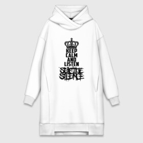 Платье-худи хлопок с принтом Keep calm and listen Suicide Silence в городе Новоалтайск,  |  | all shall perish | animosity | blackheart eulogy | light this city | obl | silence | suicide | suicide silence | the funeral pyre | алекс лопес | грув | группа | дэн кенни | дэткор | крис гарса | марк хейлмун | метал | ню | сайленс | слай | слайд | слайнц