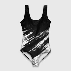 Купальник-боди 3D с принтом abstraction black&white в городе Новоалтайск, 82% полиэстер, 18% эластан | Круглая горловина, круглый вырез на спине | abstraction | watercolor | абстракция красок | акварель | брызги красок | живопись | краска | потертость красок | размытые краски | текстуры | черно белый | яркие | яркие краски