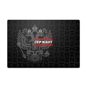 Пазл магнитный 126 элементов с принтом Сержант, белый герб РФ в городе Новоалтайск, полимерный материал с магнитным слоем | 126 деталей, размер изделия —  180*270 мм | армейка | армейское | армия | воинское | войска | герб | двуглавый | звание | звания | орел. надпись | офицер | россии | российский | россия | русский | рф | сержант | солдат | сухопутные