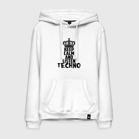 Мужская толстовка хлопок с принтом Keep calm and listen Techno в городе Новоалтайск, френч-терри, мягкий теплый начес внутри (100% хлопок) | карман-кенгуру, эластичные манжеты и нижняя кромка, капюшон с подкладом и шнурком | ebm | edm | hi nrg | techno | габбер | даб | детройт | дип | индастриал | италиан | минимал | музыка | синтипоп | тек хаус | техно | фанк | хард | чикаго хаус | шранц | эйсид | электро | электронная
