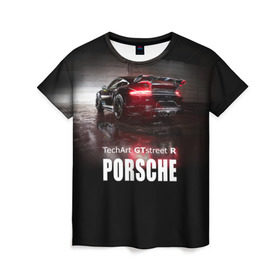 Женская футболка 3D с принтом Porsche GTstreet R в городе Новоалтайск, 100% полиэфир ( синтетическое хлопкоподобное полотно) | прямой крой, круглый вырез горловины, длина до линии бедер | auto | porsche 911 | turbo s | авто | автомобиль | машина | спорткар | суперкар | тачка