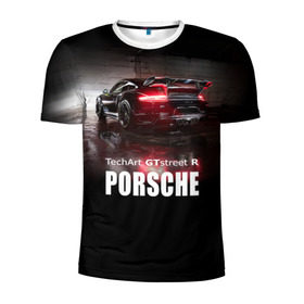 Мужская футболка 3D спортивная с принтом Porsche GTstreet R в городе Новоалтайск, 100% полиэстер с улучшенными характеристиками | приталенный силуэт, круглая горловина, широкие плечи, сужается к линии бедра | auto | porsche 911 | turbo s | авто | автомобиль | машина | спорткар | суперкар | тачка