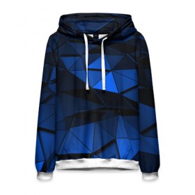 Мужская толстовка 3D с принтом Blue abstraction collection в городе Новоалтайск, 100% полиэстер | двухслойный капюшон со шнурком для регулировки, мягкие манжеты на рукавах и по низу толстовки, спереди карман-кенгуру с мягким внутренним слоем. | abstraction | geometry | polygon | абстракция | геометрия | грань | краски | кубик | кубики | линии | мозаика | полигон | разноцветные | ребро | текстура | тени | узор