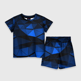 Детский костюм с шортами 3D с принтом Blue abstraction collection в городе Новоалтайск,  |  | Тематика изображения на принте: abstraction | geometry | polygon | абстракция | геометрия | грань | краски | кубик | кубики | линии | мозаика | полигон | разноцветные | ребро | текстура | тени | узор