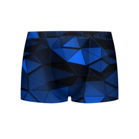 Мужские трусы 3D с принтом Blue abstraction collection в городе Новоалтайск, 50% хлопок, 50% полиэстер | классическая посадка, на поясе мягкая тканевая резинка | abstraction | geometry | polygon | абстракция | геометрия | грань | краски | кубик | кубики | линии | мозаика | полигон | разноцветные | ребро | текстура | тени | узор