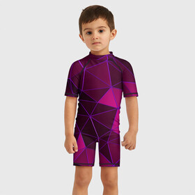 Детский купальный костюм 3D с принтом Mosaic fashion в городе Новоалтайск, Полиэстер 85%, Спандекс 15% | застежка на молнии на спине | abstraction | geometry | polygon | абстракция | геометрия | грань | краски | кубик | кубики | линии | мозаика | полигон | разноцветные | ребро | текстура | тени | узор