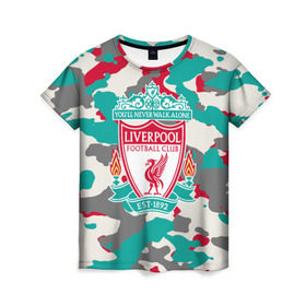 Женская футболка 3D с принтом FC Liverpool в городе Новоалтайск, 100% полиэфир ( синтетическое хлопкоподобное полотно) | прямой крой, круглый вырез горловины, длина до линии бедер | england | football | liverpool fc | logo | sport | англия | арт | камуфляж | ливерпуль | лига | лого | милитари | спорт | текстура | фк | футбол | футбольный клуб | эмблема