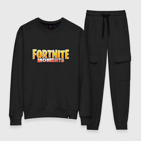 Женский костюм хлопок с принтом Fortnite Moments в городе Новоалтайск, 100% хлопок | на свитшоте круглая горловина, мягкая резинка по низу. Брюки заужены к низу, на них два вида карманов: два 