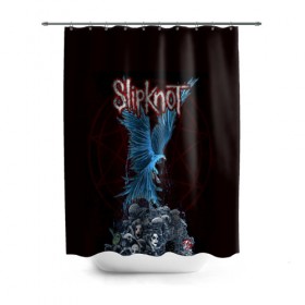 Штора 3D для ванной с принтом Slipknot в городе Новоалтайск, 100% полиэстер | плотность материала — 100 г/м2. Стандартный размер — 146 см х 180 см. По верхнему краю — пластиковые люверсы для креплений. В комплекте 10 пластиковых колец | slipknot | слипкнот