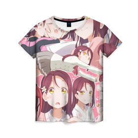 Женская футболка 3D с принтом Love Live Sunshine в городе Новоалтайск, 100% полиэфир ( синтетическое хлопкоподобное полотно) | прямой крой, круглый вырез горловины, длина до линии бедер | anime | love live sunshine | аниме | живая любовь | сияние