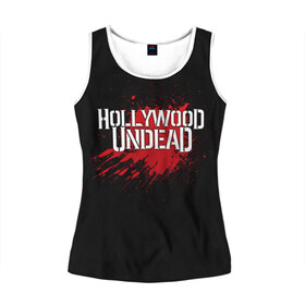 Женская майка 3D с принтом Hollywood Undead в городе Новоалтайск, 100% полиэстер | круглая горловина, прямой силуэт, длина до линии бедра | band | blood | hollywood undead | metal | music | rock | атрибутика | группа | кровь | метал | музыка | рок
