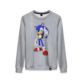 Женский свитшот хлопок с принтом Modern Sonic в городе Новоалтайск, 100% хлопок | прямой крой, круглый вырез, на манжетах и по низу широкая трикотажная резинка  | sonic | соник