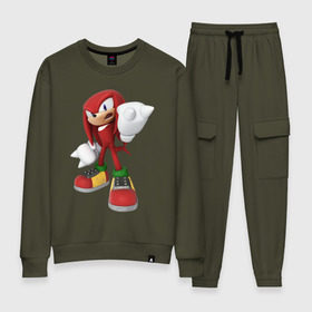 Женский костюм хлопок с принтом Modern Knuckles в городе Новоалтайск, 100% хлопок | на свитшоте круглая горловина, мягкая резинка по низу. Брюки заужены к низу, на них два вида карманов: два 