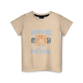Детская футболка хлопок с принтом Stranger Things Hawkins в городе Новоалтайск, 100% хлопок | круглый вырез горловины, полуприлегающий силуэт, длина до линии бедер | hawkins | stranger things | очень странные дела