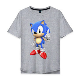 Мужская футболка хлопок Oversize с принтом Classic Sonic в городе Новоалтайск, 100% хлопок | свободный крой, круглый ворот, “спинка” длиннее передней части | 16 бит | sega | sonic | классический соник