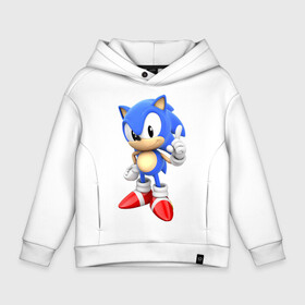 Детское худи Oversize хлопок с принтом Classic Sonic в городе Новоалтайск, френч-терри — 70% хлопок, 30% полиэстер. Мягкий теплый начес внутри —100% хлопок | боковые карманы, эластичные манжеты и нижняя кромка, капюшон на магнитной кнопке | 16 бит | sega | sonic | классический соник