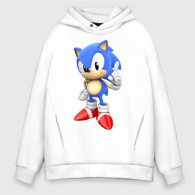 Мужское худи Oversize хлопок с принтом Classic Sonic в городе Новоалтайск, френч-терри — 70% хлопок, 30% полиэстер. Мягкий теплый начес внутри —100% хлопок | боковые карманы, эластичные манжеты и нижняя кромка, капюшон на магнитной кнопке | 16 бит | sega | sonic | классический соник