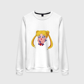 Женский свитшот хлопок с принтом Sailor Moon в городе Новоалтайск, 100% хлопок | прямой крой, круглый вырез, на манжетах и по низу широкая трикотажная резинка  | sailor moon | sailormoon | сейлор мун | сейлормун