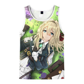 Мужская майка 3D с принтом Violet Evergarden в городе Новоалтайск, 100% полиэстер | круглая горловина, приталенный силуэт, длина до линии бедра. Пройма и горловина окантованы тонкой бейкой | Тематика изображения на принте: anime | violet evergarden | аниме | вайолет эвергарден