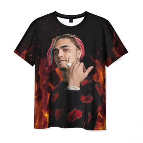 Мужская футболка 3D с принтом Lil Pump - 103 в городе Новоалтайск, 100% полиэфир | прямой крой, круглый вырез горловины, длина до линии бедер | eskeetit | esskeetit | lil pump | pamp | pump | лил памп | маленький насос | насос | памп | эшкере | эшкереее | эщкэрэ