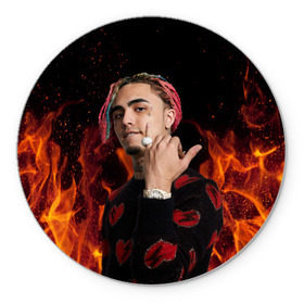 Коврик для мышки круглый с принтом Lil Pump - 103 в городе Новоалтайск, резина и полиэстер | круглая форма, изображение наносится на всю лицевую часть | eskeetit | esskeetit | lil pump | pamp | pump | лил памп | маленький насос | насос | памп | эшкере | эшкереее | эщкэрэ
