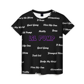 Женская футболка 3D с принтом Lil Pump - 108 в городе Новоалтайск, 100% полиэфир ( синтетическое хлопкоподобное полотно) | прямой крой, круглый вырез горловины, длина до линии бедер | eskeetit | gucci gang | lil pump | pamp | pump | лил памп | маленький насос | насос | памп | эшкере | эшкереее | эщкере | эщкэрэ