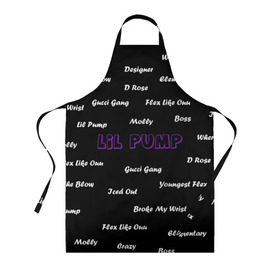 Фартук 3D с принтом Lil Pump - 108 в городе Новоалтайск, 100% полиэстер | общий размер — 65 х 85 см, ширина нагрудника — 26 см, горловина — 53 см, длина завязок — 54 см, общий обхват в поясе — 173 см. Принт на завязках и на горловине наносится с двух сторон, на основной части фартука — только с внешней стороны | eskeetit | gucci gang | lil pump | pamp | pump | лил памп | маленький насос | насос | памп | эшкере | эшкереее | эщкере | эщкэрэ
