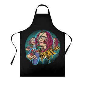 Фартук 3D с принтом Lil Pump - 110 в городе Новоалтайск, 100% полиэстер | общий размер — 65 х 85 см, ширина нагрудника — 26 см, горловина — 53 см, длина завязок — 54 см, общий обхват в поясе — 173 см. Принт на завязках и на горловине наносится с двух сторон, на основной части фартука — только с внешней стороны | lil pump | pamp | pump | лил памп | маленький насос | насос | памп