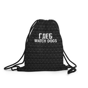 Рюкзак-мешок 3D с принтом Глеб Watch Dogs в городе Новоалтайск, 100% полиэстер | плотность ткани — 200 г/м2, размер — 35 х 45 см; лямки — толстые шнурки, застежка на шнуровке, без карманов и подкладки | Тематика изображения на принте: game | name | watch dogs | watch dogs 2 | глеб | город | девушка | дрон | игры | имена | компьютеры | пистолет | телефон | технологии | хакер