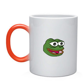 Кружка хамелеон с принтом Pepe frog в городе Новоалтайск, керамика | меняет цвет при нагревании, емкость 330 мл | Тематика изображения на принте: meme pepe мем прикол лягушка