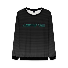 Мужской свитшот 3D с принтом AMG Turquoise-Carbon в городе Новоалтайск, 100% полиэстер с мягким внутренним слоем | круглый вырез горловины, мягкая резинка на манжетах и поясе, свободная посадка по фигуре | amg | auto | black | carbon | mercedes | turquoise | авто | амг | мерседес