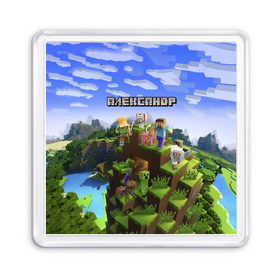 Магнит 55*55 с принтом Александр - Minecraft в городе Новоалтайск, Пластик | Размер: 65*65 мм; Размер печати: 55*55 мм | Тематика изображения на принте: minecraft | александр | добывать | игра | игрушка | имя | компьютерная | кубики | майкрафт | майн крафт | майнкрафт | пиксели | пиксель | ремесло | с именем | санек | санька | саня | саша | шахта