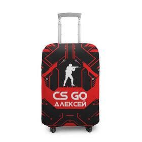 Чехол для чемодана 3D с принтом Counter Strike-Алексей в городе Новоалтайск, 86% полиэфир, 14% спандекс | двустороннее нанесение принта, прорези для ручек и колес | awp | counter strike | cs go | game | name | skin | авп | алексей | игры | имена | имя | лёха | линии | монстр | оружие | скин | текстуры