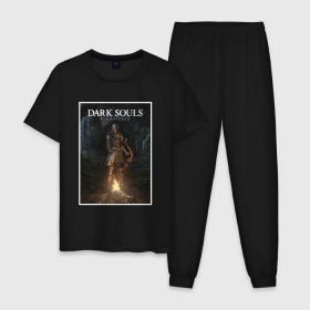 Мужская пижама хлопок с принтом Dark Souls Remastered в городе Новоалтайск, 100% хлопок | брюки и футболка прямого кроя, без карманов, на брюках мягкая резинка на поясе и по низу штанин
 | dark souls | praise the sun | you died | дарк соулс | темные души