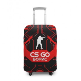 Чехол для чемодана 3D с принтом Counter Strike-Борис в городе Новоалтайск, 86% полиэфир, 14% спандекс | двустороннее нанесение принта, прорези для ручек и колес | awp | counter strike | cs go | game | name | skin | авп | борис | игры | имена | имя | линии | монстр | оружие | скин | текстуры