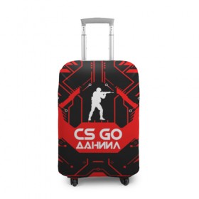 Чехол для чемодана 3D с принтом Counter Strike-Даниил в городе Новоалтайск, 86% полиэфир, 14% спандекс | двустороннее нанесение принта, прорези для ручек и колес | awp | counter strike | cs go | game | name | skin | авп | даниил | игры | имена | имя | линии | монстр | оружие | скин | текстуры