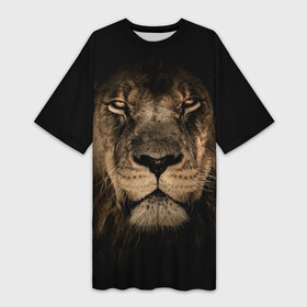 Платье-футболка 3D с принтом Лев в городе Новоалтайск,  |  | животные | кошка | лев | мордочка | природа | тигр | хищник