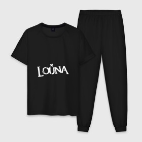 Мужская пижама хлопок с принтом Louna в городе Новоалтайск, 100% хлопок | брюки и футболка прямого кроя, без карманов, на брюках мягкая резинка на поясе и по низу штанин
 | louna | альтернативный | вит | виталий демиденко | група | группа | леонид кинзбурский | лу | луна | лусинэ геворкян | метал | ню | нюметал | панк | панкрок | пилот | рок | ру | рубен казарьян | серж