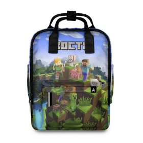 Женский рюкзак 3D с принтом Костя - Minecraft в городе Новоалтайск, 100% полиэстер | лямки с регулируемой длиной, сверху ручки, чтобы рюкзак нести как сумку. Основное отделение закрывается на молнию, как и внешний карман. Внутри два дополнительных кармана, один из которых закрывается на молнию. По бокам два дополнительных кармашка, куда поместится маленькая бутылочка
 | константин | костя | майнкрафт