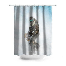 Штора 3D для ванной с принтом Dead Space в городе Новоалтайск, 100% полиэстер | плотность материала — 100 г/м2. Стандартный размер — 146 см х 180 см. По верхнему краю — пластиковые люверсы для креплений. В комплекте 10 пластиковых колец | dead | space | айзек | вирус | зомби | игра | ишимура | кларк | космос | костюм | мёртвый | монстр