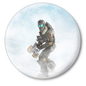 Значок с принтом Dead Space в городе Новоалтайск,  металл | круглая форма, металлическая застежка в виде булавки | Тематика изображения на принте: dead | space | айзек | вирус | зомби | игра | ишимура | кларк | космос | костюм | мёртвый | монстр