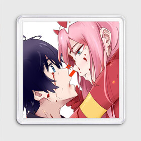 Магнит 55*55 с принтом Darling in the FranXX в городе Новоалтайск, Пластик | Размер: 65*65 мм; Размер печати: 55*55 мм | anime | darling in the franxx | аниме | любимый во франкcе | милый во франкcе